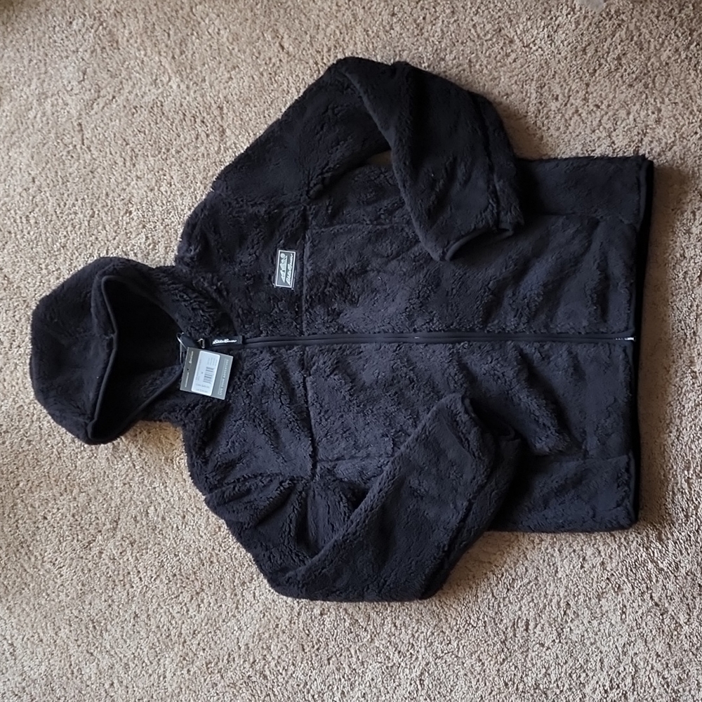 Kids Eddie Bauer fuzzy full zip jacket 10/12 sz M